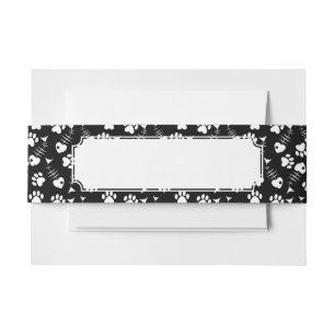 fish bone cat print pattern invitation belly band