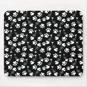 fish bone cat print pattern mouse mat
