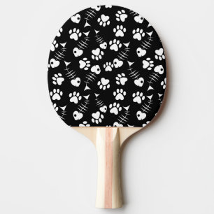 fish bone cat print pattern ping pong paddle
