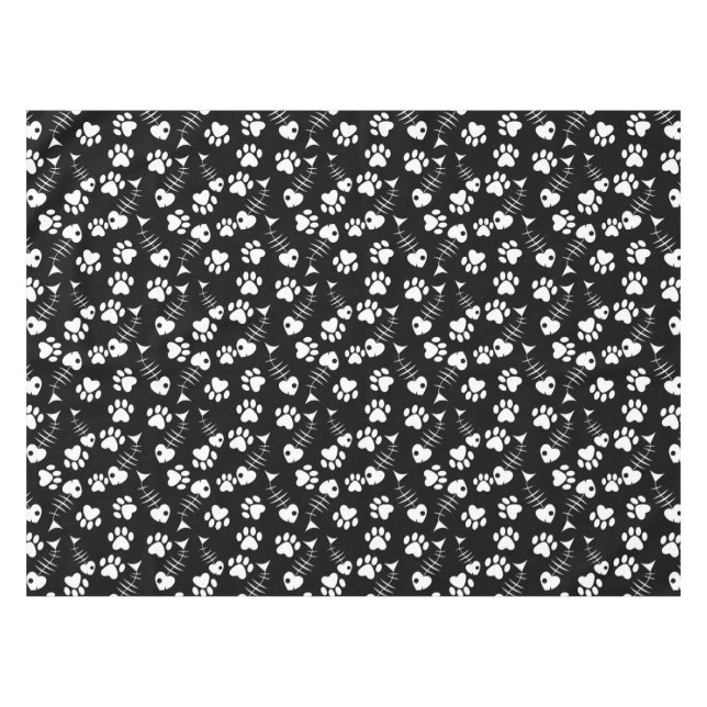 fish bone cat print pattern tablecloth (Front (Horizontal))
