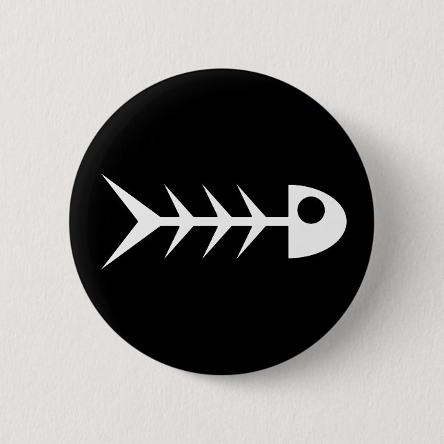 Fish bones 6 cm round badge (Front)