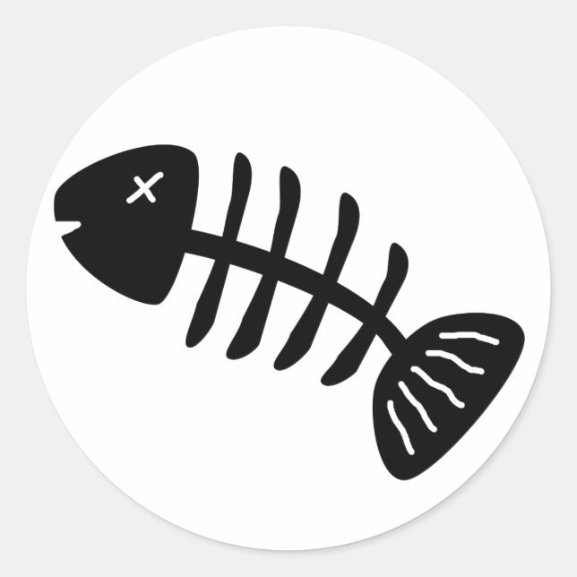 Fish Bones Classic Round Sticker (Front)