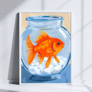 Fish Bowl   Goldfish Watercolor Painted Poster