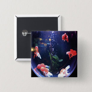 Fish bowl photo 15 cm square badge