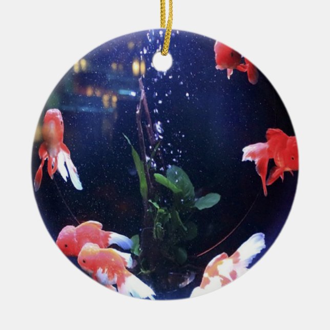 Fish bowl photo ceramic tree decoration (Front)