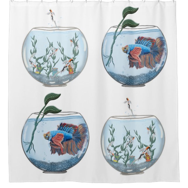 Fish bowls shower curtain (Front)