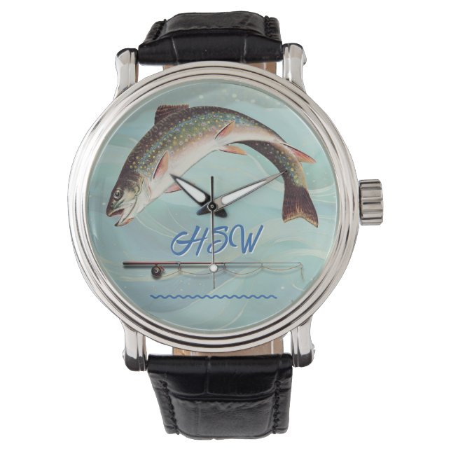 Fish Brook Trout Monogrammed Watch (Front)