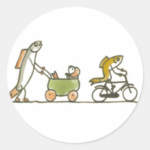 Fish Buggy and Bike Classic Round Sticker