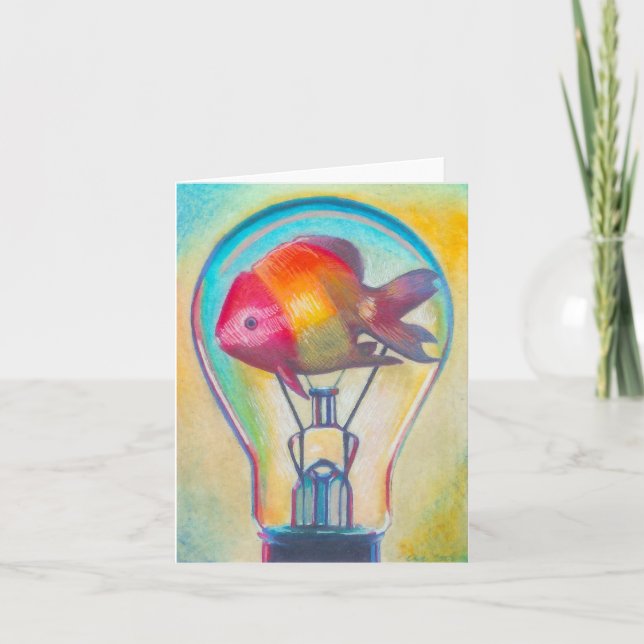 "Fish Bulb" Surreal Art Notecard by Ashazart (Front)