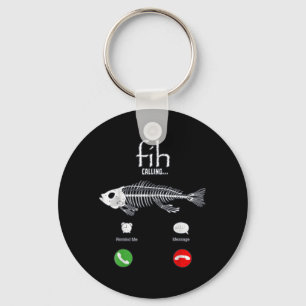 Fish Calling Halloween Funny Fishing Mens Fish Mem Key Ring