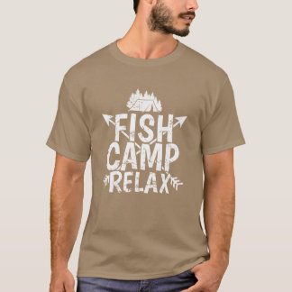 Fish Camp rela Vacation Mountains Campfire girl T-Shirt