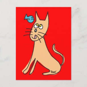 Fish & Cat Postcard