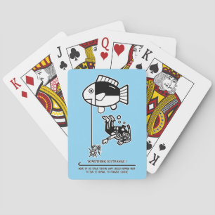 Fish catch humans playing cards