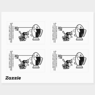 Fish catch humans rectangular sticker