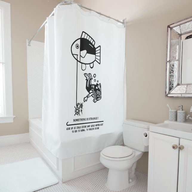 Fish catch humans shower curtain (In Situ)