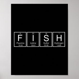 Fish Chemistry Periodic Table Funny Science B Fish Poster
