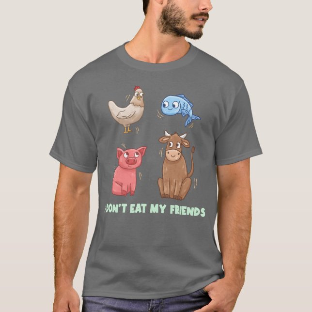 Fish Chicken Pig Friends Design for Vegan People g T-Shirt (Front)