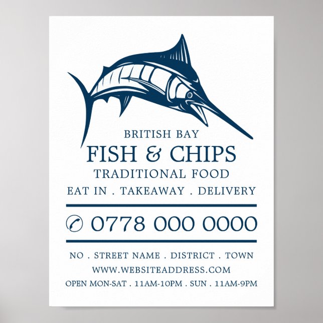 Fish & Chip Shop Restaurant Advertising Poster (Front)