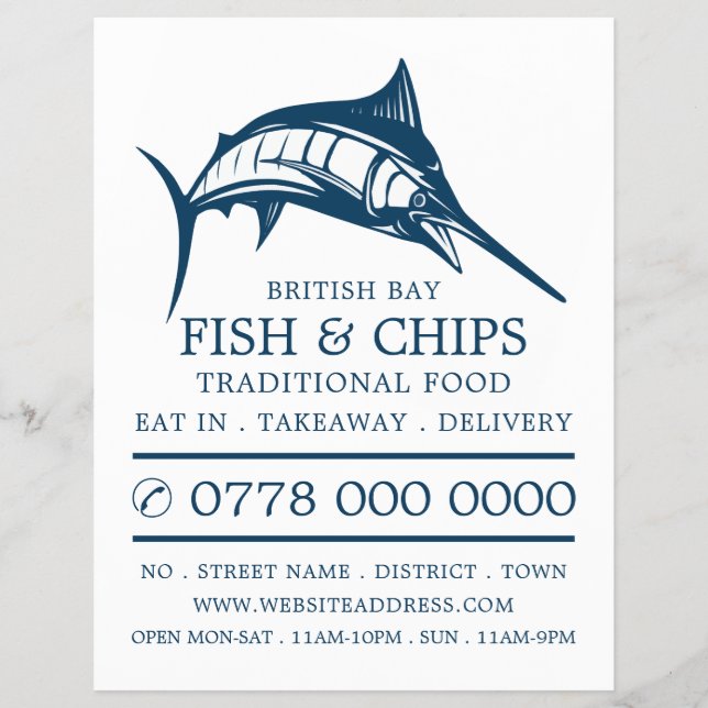 Fish & Chip Shop Restaurant Menu Advertising Flyer (Front)