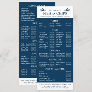 Fish & Chip Shop Restaurant Slimline Menu