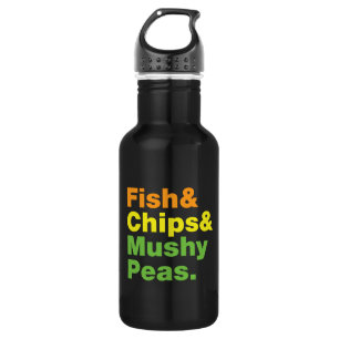 Fish & Chips & Mushy Peas. 532 Ml Water Bottle