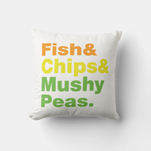 Fish & Chips & Mushy Peas. Cushion