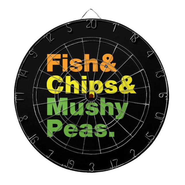 Fish & Chips & Mushy Peas. Dartboard (Front)