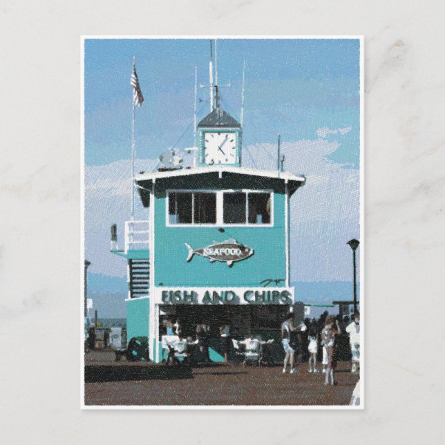 Fish & Chips Restaurant Drawing Postcard (Front)