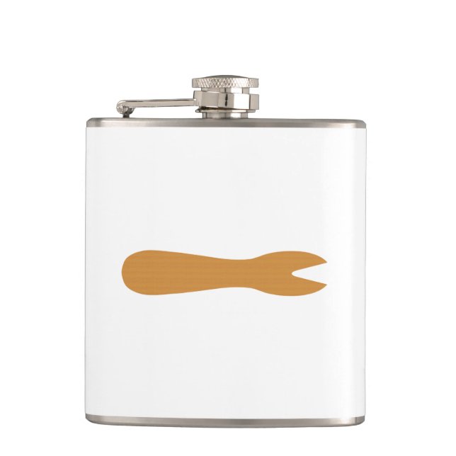 Fish & Chips Shop Wooden Fork Hip Flask (Front)