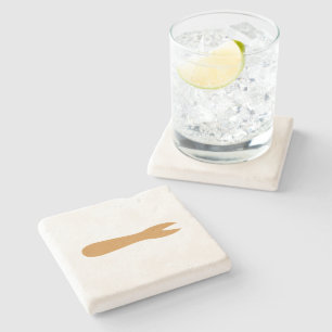 Fish & Chips Shop Wooden Fork Stone Coaster