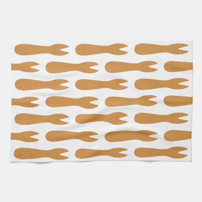 Fish & Chips Shop Wooden Fork Tea Towel (Horizontal)