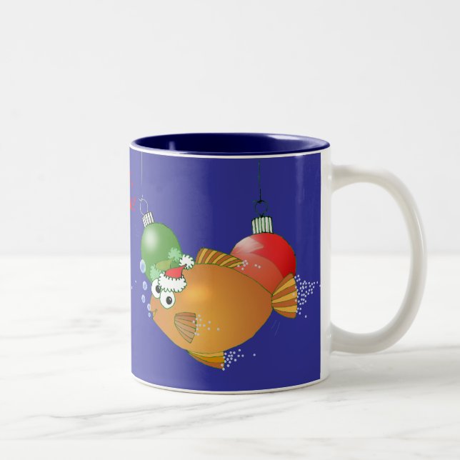 Fish Christmas gift mug! Two-Tone Coffee Mug (Right)
