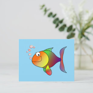 Fish: Colourful cartoon fish Postcard