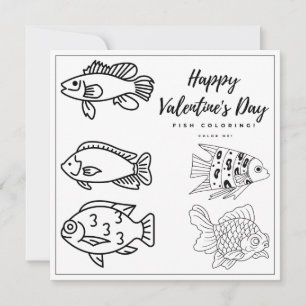 Fish Colouring Kids Card Happy Valentine's Day