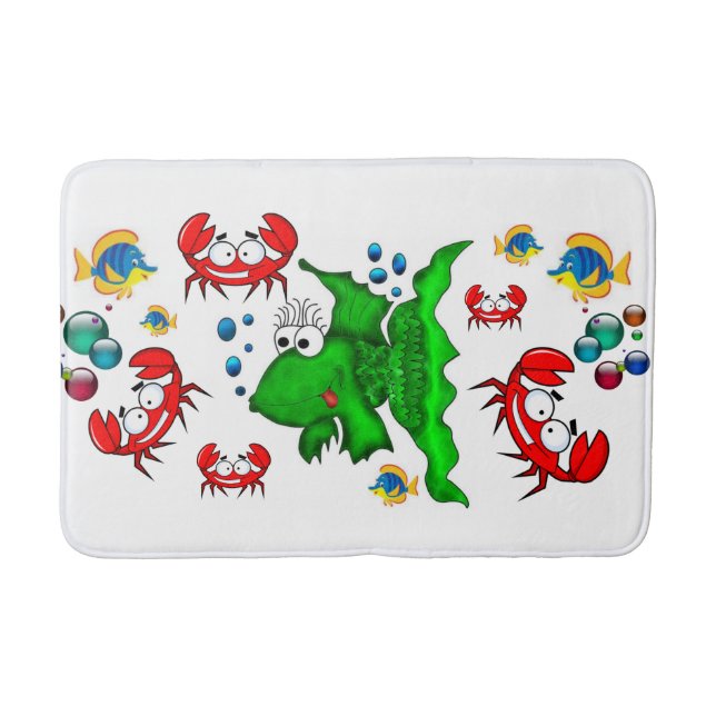 Fish Crab Beach House Bathroom Bath Mat (Front)