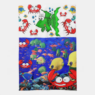 Fish Crab Ocean Kitchen Hand Towel