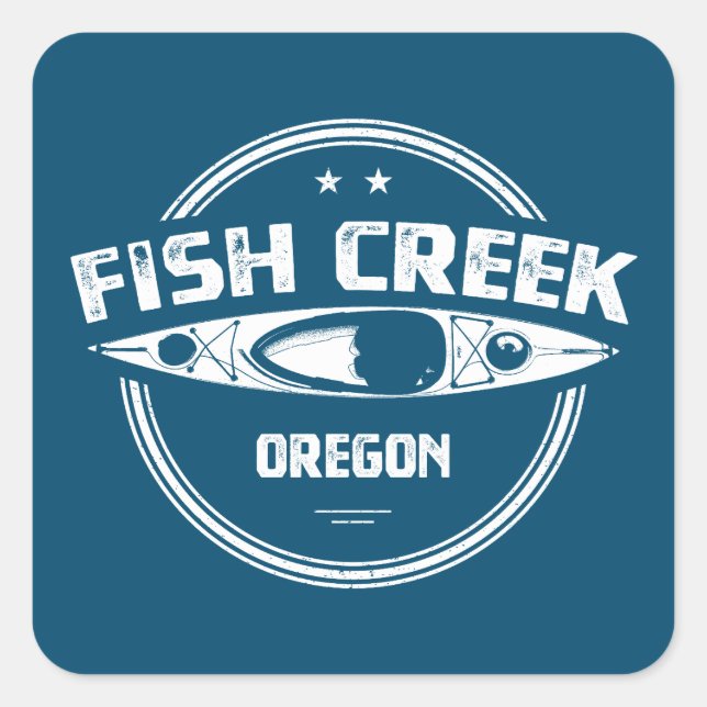 Fish Creek Oregon Kayak Square Sticker (Front)