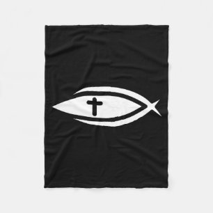 Fish Cross Jesus Christian Prayers Mens Womens  Fleece Blanket