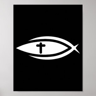 Fish Cross Jesus Christian Prayers Mens Womens  Poster