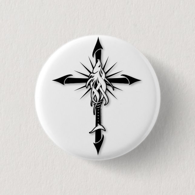 Fish-Cross_Shadow 3 Cm Round Badge (Front)