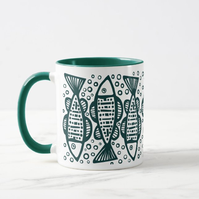 Fish - Dark Green Mug (Left)