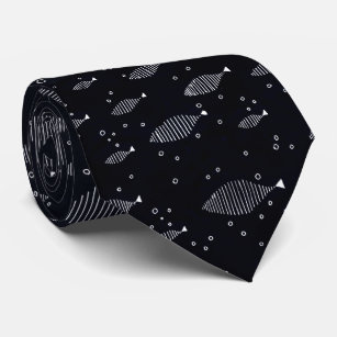 fish design black and white tie