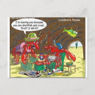 Fish Divorce Funny Cartoon Gifts Tees Collectibles Postcard