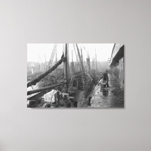 Fish docks, Grimsby, early 20th century Canvas Print