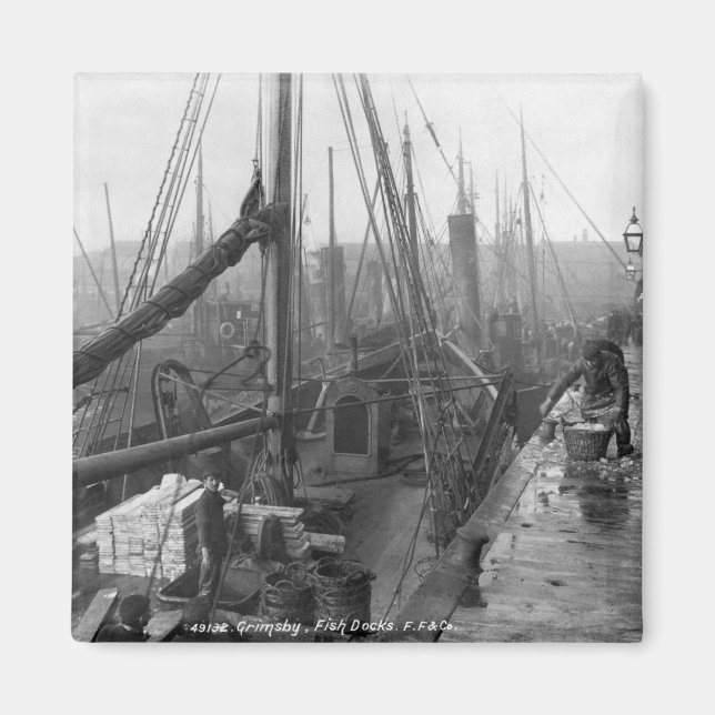 Fish docks, Grimsby, early 20th century Magnet (Front)