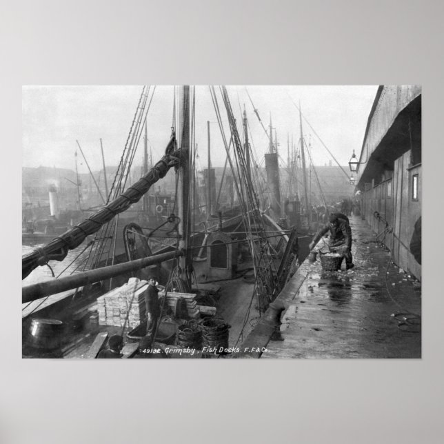 Fish docks, Grimsby, early 20th century Poster (Front)