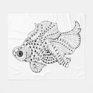 Fish Doodle Fleece Blanket
