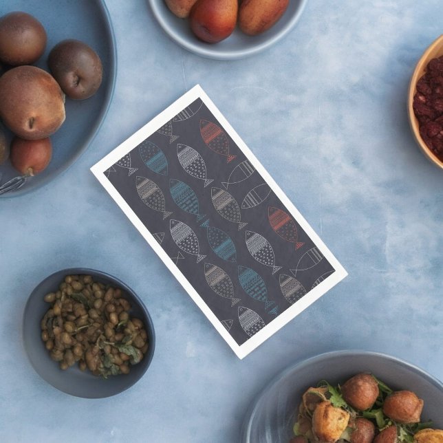 Fish Drawing Pattern Napkin (dinner napkin)