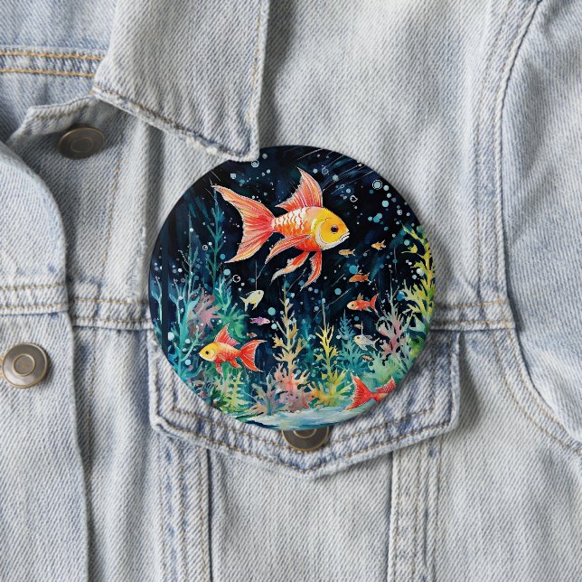 Fish Dreamland, aquarium perfection, 10 Cm Round Badge (In Situ)