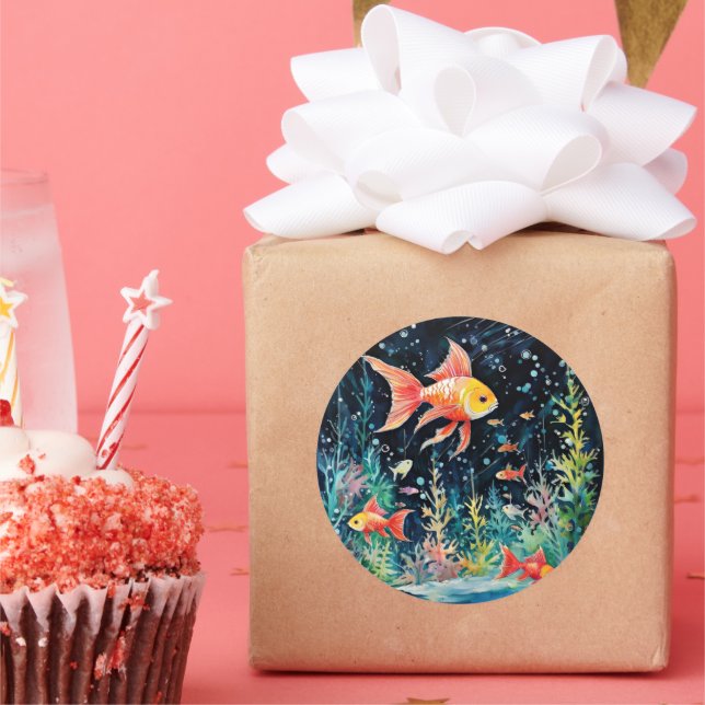 Fish Dreamland, aquarium perfection, Classic Round Sticker (Party)